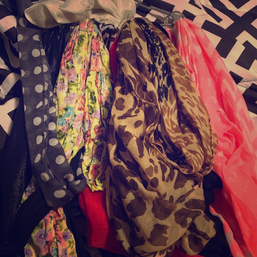 Hanger full of scarves